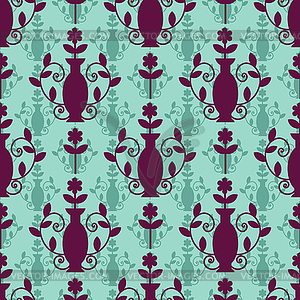 Purple and blue two layered damask seamless pattern - vector clipart