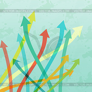 Arrows abstraction on grunge blue background - vector clipart