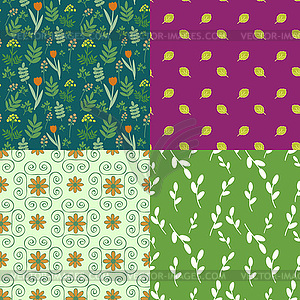 Collection of seamless floral patterns - vector image