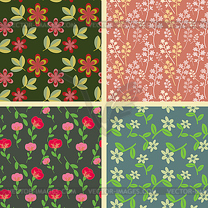 Collection of seamless floral patterns - vector clipart