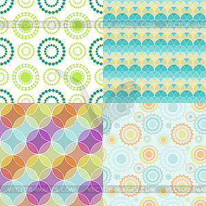 Seamless patterns with abstract circles - vector image