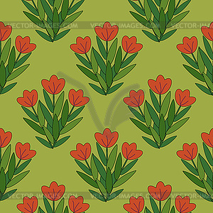 Red flowers bunches seamless pattern - vector clipart