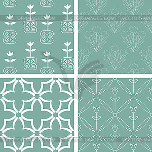 Blue and white seamless patterns collection  - vector clip art