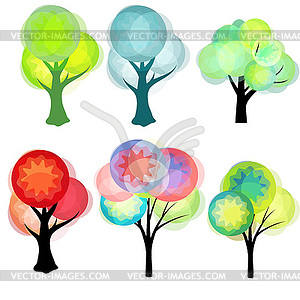 Fantasy trees set - vector clip art