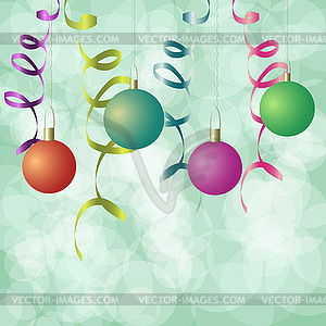 New year toys and ribbons background - vector clipart