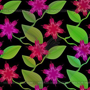 Colorful seamless floral pattern with red and purple f - vector image