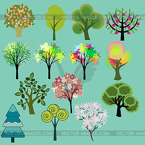 Various tree collection - vector clipart