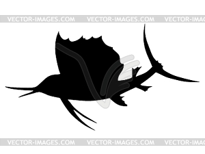 Silhouette of spearfish - vector image