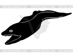 Silhouette of moray eel - vector clipart