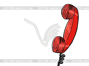 Red vintage phone - vector image