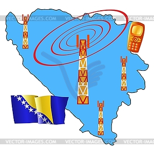 Mobile connection of Bosnia and Herzegovina - vector clip art