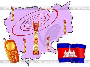 Мобильной связи в Камбодже - рисунок в векторе