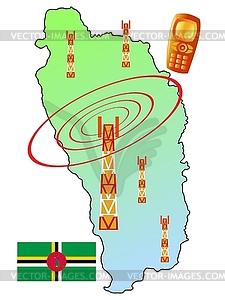 Mobile connection of Dominica - vector clip art