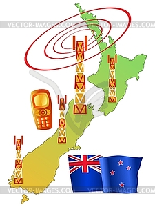 Mobile connection of New Zealand - vector clip art