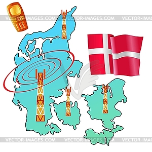 Mobile connection of Denmark - vector image