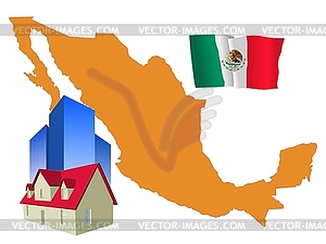 Real estate in Mexico - color vector clipart