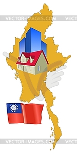 Real estate in Myanmar - vector clipart