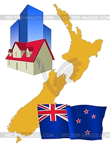 Real estate in New Zealand - royalty-free vector clipart