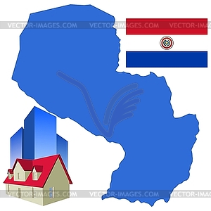 Real estate in Paraguay - vector clip art