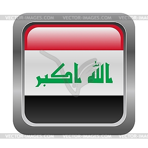 Metallic button in colors of Iraq - vector image