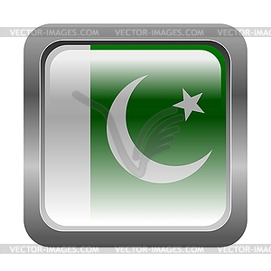 Metallic button in colors of Pakistan - vector clipart