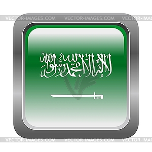 Metallic button in colors of Saudi Arabia - color vector clipart