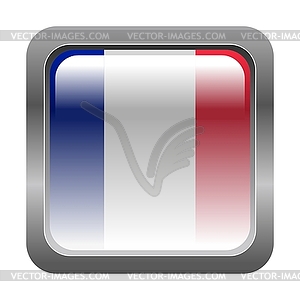 Metallic button in colors of France - vector clipart