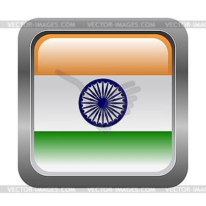 Metallic button in colors of India - vector clip art