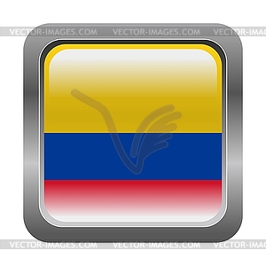 Metallic button in colors of Colombia - vector image