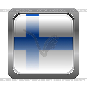 Metallic button in colors of Finland - vector image