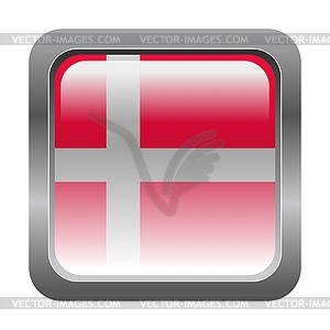 Metallic button in colors of Denmark - vector clipart