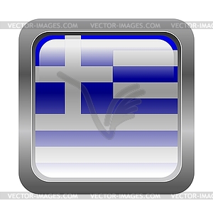 Metallic button in colors of Greece - color vector clipart