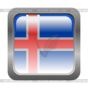 Metallic button in colors of Iceland - vector clipart