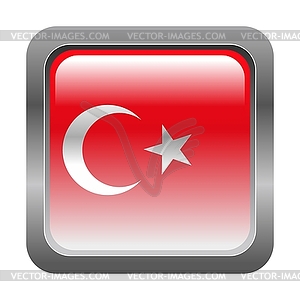 Metallic button in colors of Turkey - vector clip art