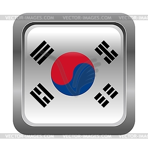 Metallic button in colors of South Korea - color vector clipart