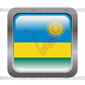 Metallic button in colors of Rwanda - vector image