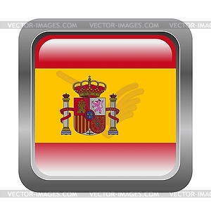 Metallic button in colors of Spain - vector image