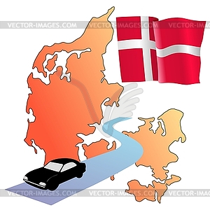 Roads of Denmark - vector clip art