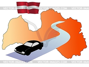 Roads of Latvia - stock vector clipart