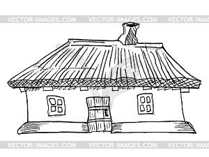 Ukrainian traditional house - vector clip art