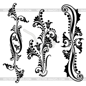 Set vintage swirling floral elements - vector image