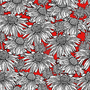 Seamless pattern chamomile flower - vector clip art