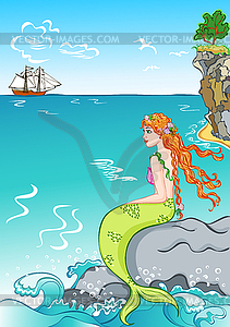 Beautiful mermaid - vector clipart