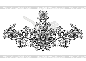Закрученной элементы дизайна цветы и украшения - векторное изображение