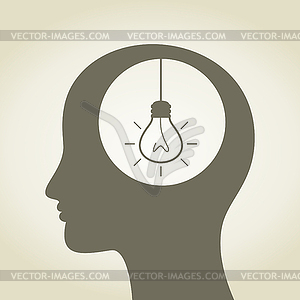 Idea in head - color vector clipart