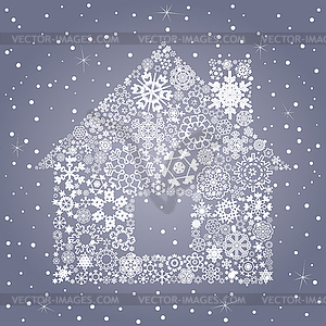 Snowflake house - vector clipart