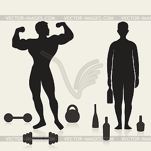 Sportsman and alcoholic - vector clip art