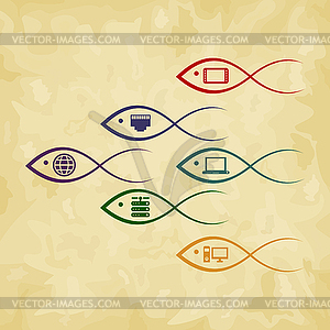 Fish computer - royalty-free vector clipart