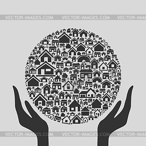 Hand house - vector clip art