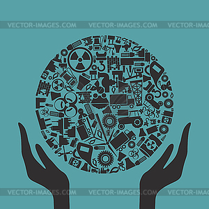 Hand industry - vector clipart / vector image